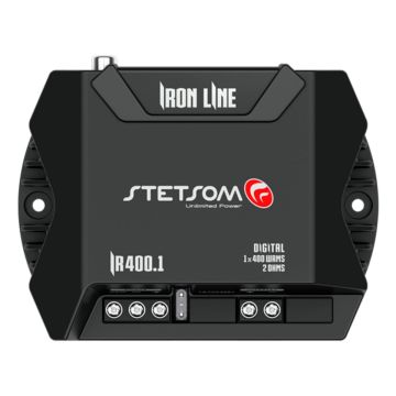 Stetsom IR 400.1 2 Ohms Compact Digital Mono Amplifier, Iron LINE, 400 Watts RMS 400x1, 2Ω Stable Monoblock Digital Full-Range Sound Quality Crossover