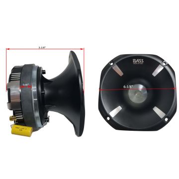 Bass Rockers Titanium Driver with 2" Voice Coil and Aluminum Horn - 600 Watts, 8 Ohms with Bass Blocker