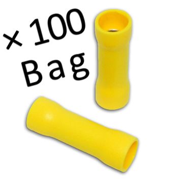 Bulk 100 PCS Package of Insulated 12-10 AWG Yellow Vinyl Butt Connectors by Bass Rockers