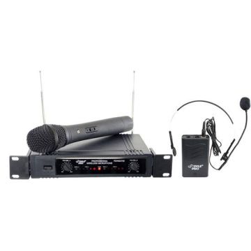 PylePro Two Channel VHF Wireless Microphone System, Handheld Microphone, Headset Microphone and Belt Pack Transmitter PDWM2700 (Microphone Systems)