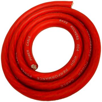 Bass Rockers 25ft True 0 AWG 1/0 Ga Gauge Performance Flexible Red Power Cable