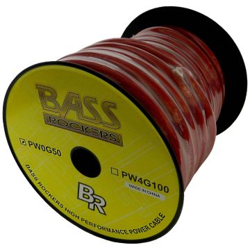 Bass Rockers 50ft Roll True 0 AWG Gauge Performance Flexible Red Power Cable (PW0G50)