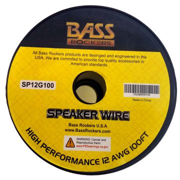 Bass Rockers 12 AWG 100ft Spool Speaker Wire Clear Coating SP12G100