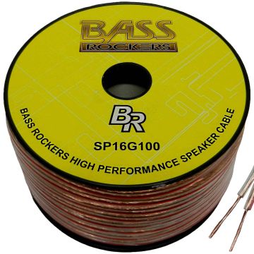 Bass Rockers 16 AWG 100ft Spool Speaker Wire Clear Coating SP16G100
